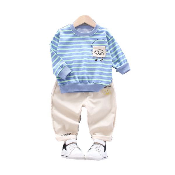 

baby boy girls cotton out clothes spring autumn children striped t shirts pants 2pcs/sets infant kids fashion toddler tracksuits, White