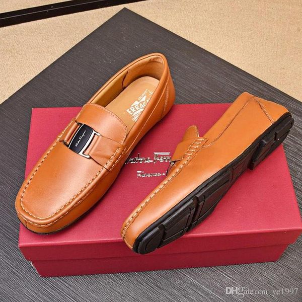 

2019 summer new brand mens design dress shoes leather metal snap peas wedding shoes, classic fashion mens driving shoes, casual shoes qr, Black