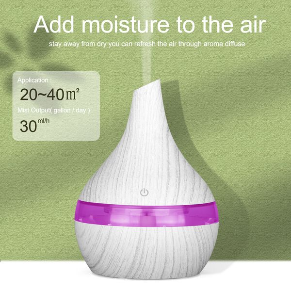 

300ml usb air humidifier electric aroma air diffuser wood ultrasonic essential oil aromatherapy cool mist maker for home car