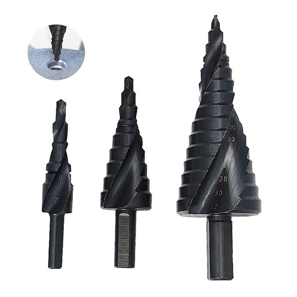 

3pcs hss пагода сверло cobalt промышленного шаг класса дрель с коробкой для нержавеющей стали перфорации рассверливания hss обыкновенным