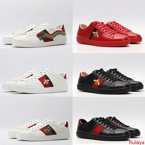 

2020 italy ace luxury designer sneakers for men women fashion triple black white tiger head leather bee chain embroidered casual shoes