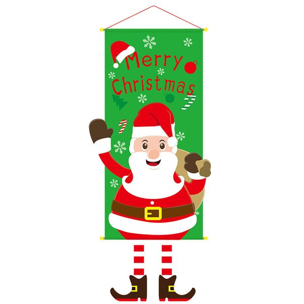 

party window reusable gifts banner christmas ornaments home santa claus door wall flag hanging decoration cloth