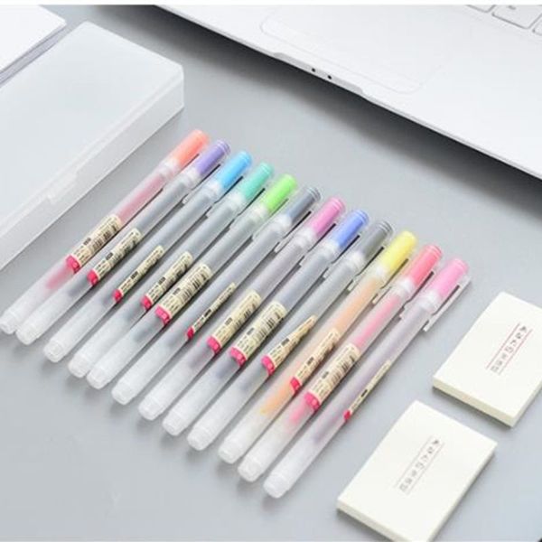 

12 pcs/lot sample style gel pen 0.5mm color ink pen maker school office ink