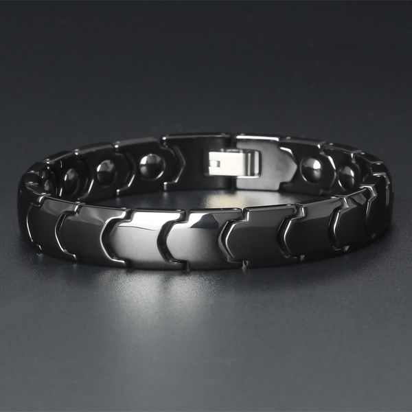 

trustylan healthy magnetic bracelet men shiny and smooth black/white ceramic men's friendship bracelets balance mens armband, Golden;silver