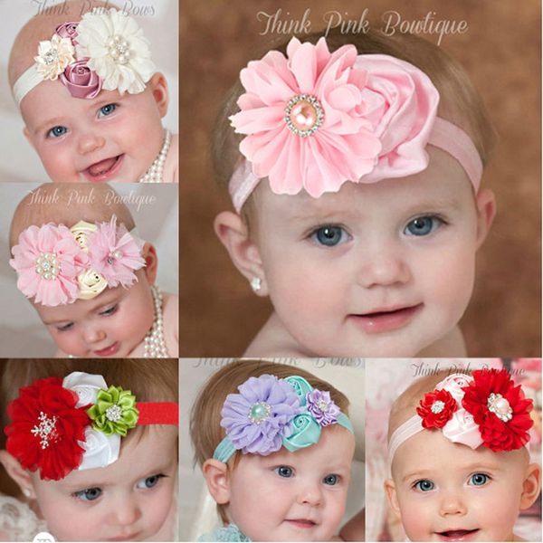

new baby headwear children flower pearl infant toddler girl headband hairband fashion children accessories ing, Slivery;white