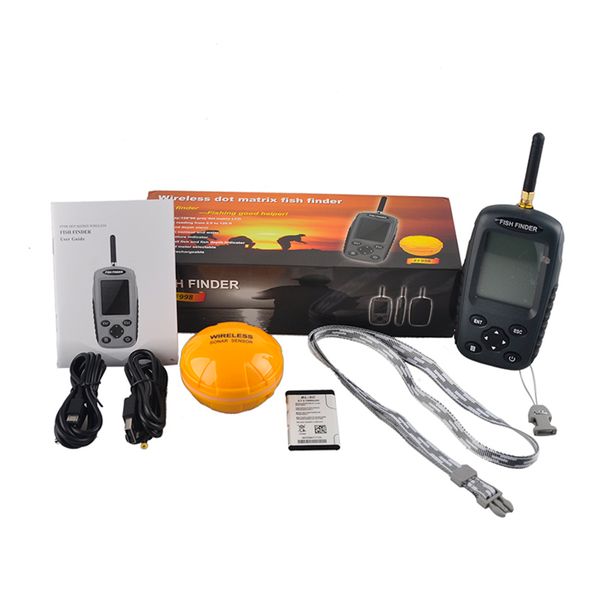 

ff998 fish finder upgrade russian menu rechargeable waterpoof wireless fishfinder sensor 125khz sonar echo sounder