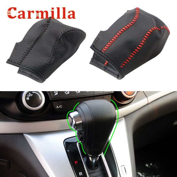 

at genuine leather hand-stitched gear shift knob cover for crv cr-v 2007 - 2014 lhd automatic car styling