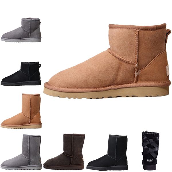 

Women 039 cla ic tall boot de igner women ankle knee triple black grey pink bow che tnut now winter boot leather boot