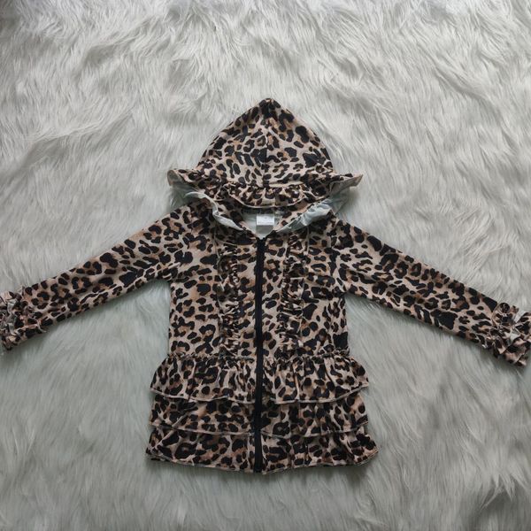 

2020 girl leopard hooded jacket boutique fashion children's top, Blue;gray