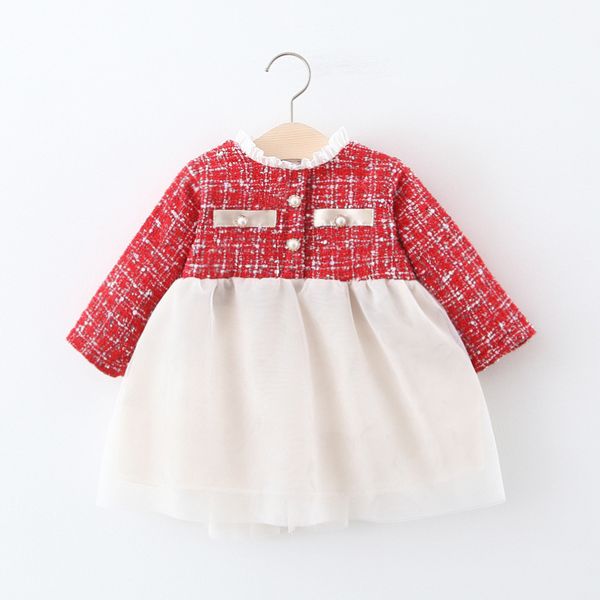 

оптовой весна новых девушек юбка круглых шеи клубничных сетки платье дети цветы даже с длинным рукавом юбка корейского стиль, Red;yellow