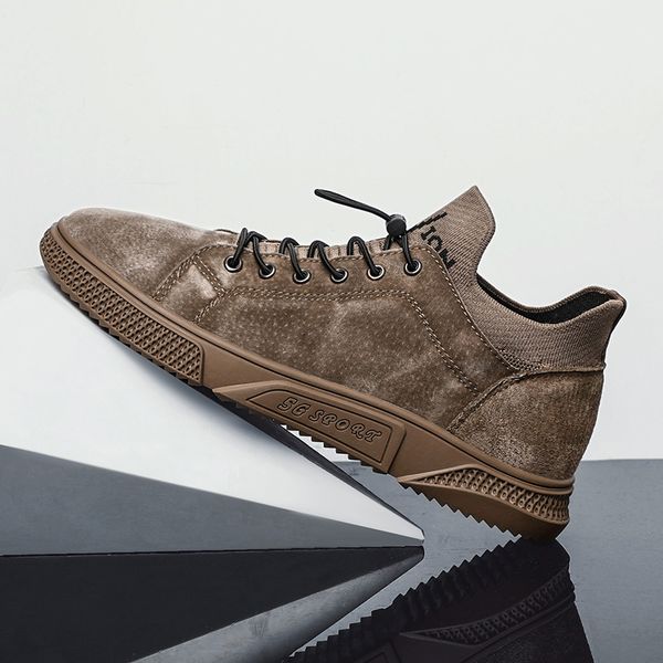 

spring men leather sock shoes fashion luxury footwear for men khaki young walking shoes natural leather flats, Black