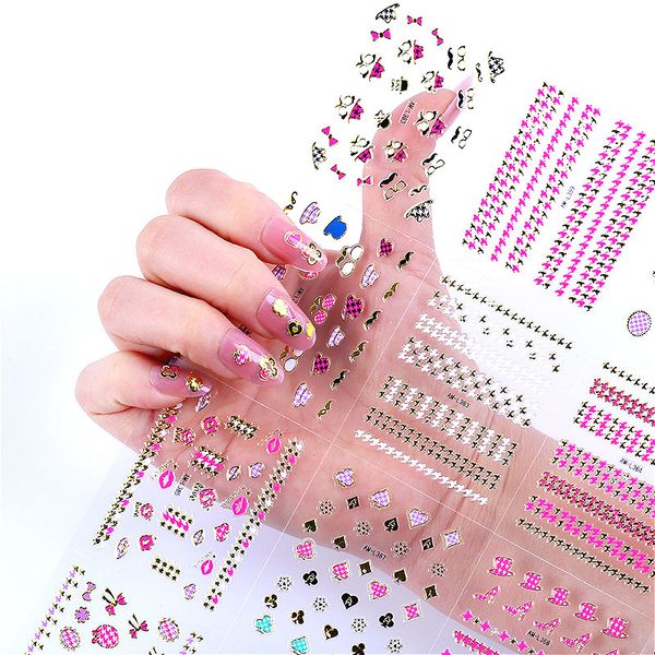 

new color houndstooth beard bow nail sticker french, Black