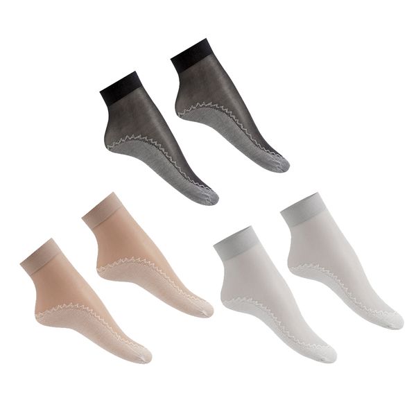 

30 pairs nylon silk summer socks transparent thin soft non-slip short socks, Black;white
