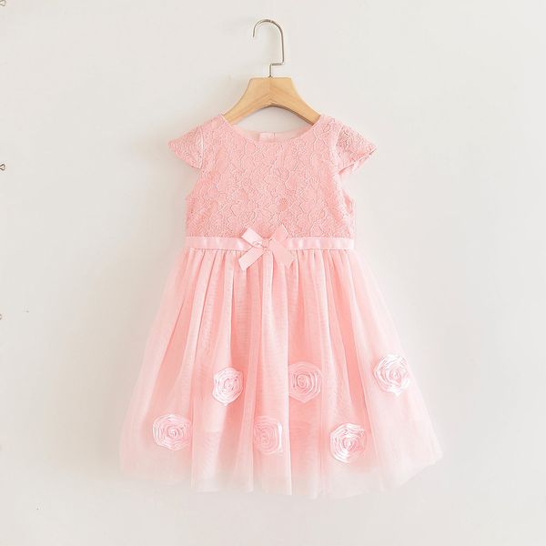 

botiuque & dresses kids girls lace patchwork mesh princess dress children clothing girl's cute outerwear y200317, Red;yellow