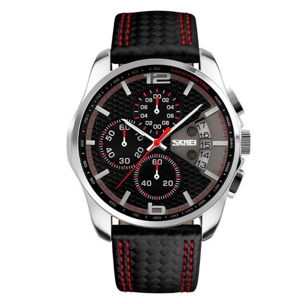 

box male watches pu leather strap round dial quartz watch sport watch hot, Slivery;brown