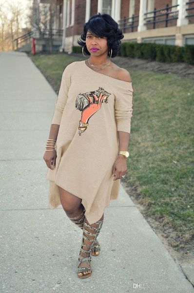 

shoulder half sleeve dress causal plus size female clothing summer 3d print loose dresses one, Black;gray