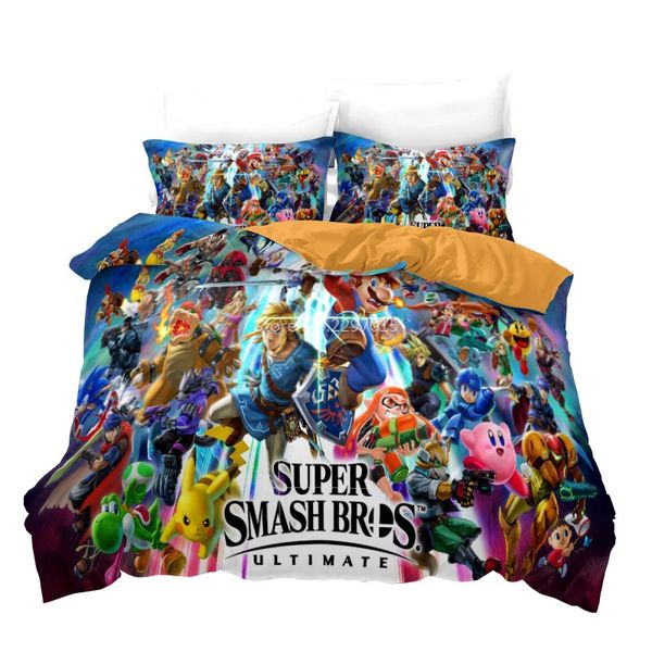 

new 3d mario bros ultimate children bedding set bed linen printed duvet cover set pillowcase twin  king bedclothes