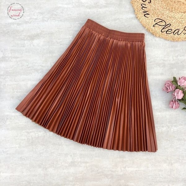 

spring women mini skirt pu letaher pleated short skirt flare a line high waist womens skirt sakter, Black