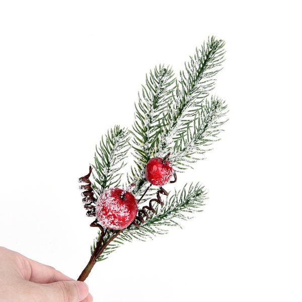 

5pcs red fruit string cuttings artificial snow berry pine branch home ornament festivals christmas tree decor party supplies