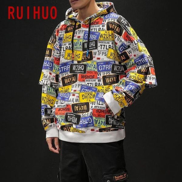 

ruihuo 2020 new spring hip hop pullover hoodies men fashion streetwear casual hooded sweatshirts men brand harajuku m-5xl, Black