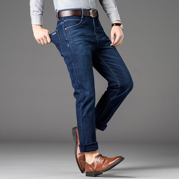 

2019 new high quality jeans men big размер casual male одежда плюс кашемир надувной классическая straight отдых и развлечения, Blue