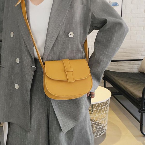 

women pu leather crossbody bag semicircular handbags retro ladies messenger bags simple solid color shoulder bags