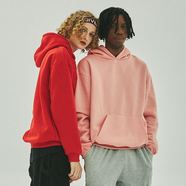 

hoodie men 2019 autumn new fashion mens hoodies hip hop loose men and women's hoodies pure color basics hoodie sweatshirts, Black