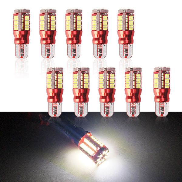 

10pcs w5w led bulbs car t10 194 lights error-universal white 6000k dc 12v 57smd signal lamps