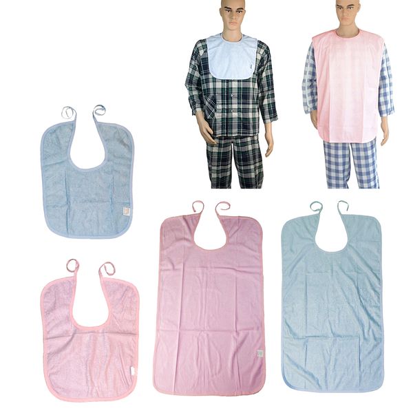 

short disability bib mealtime dining cloth protector apron waterproof, White;pink