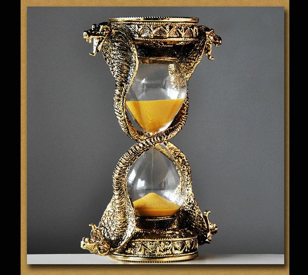 Europa a forma di serpente in metallo 15 minuti clessidra timer decorativo per la casa clessidra orologio in vetro sabbia sabbia A35