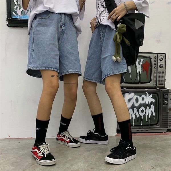 

women's jeans 2021 summer shorts loose style casual knee length wide legged female pants streetwear women, Blue
