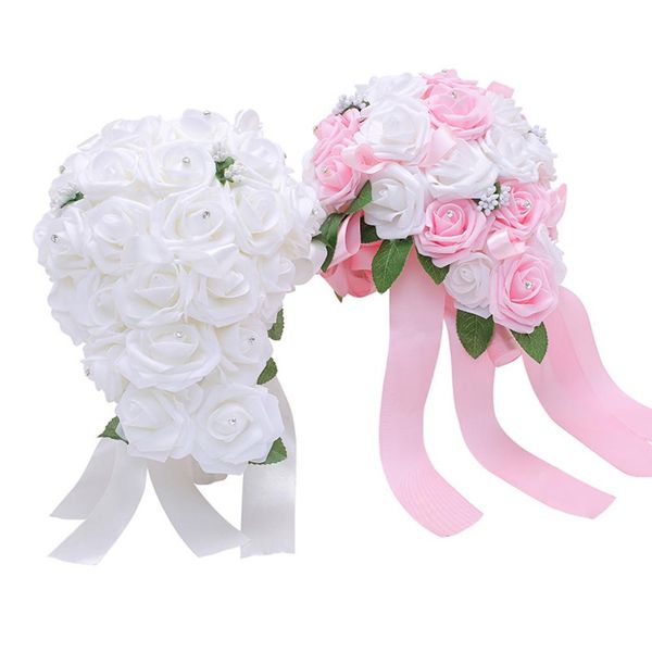 

1bouquet rhinestone artificial rose flower garden wedding stage party decor artificial & dried flowers