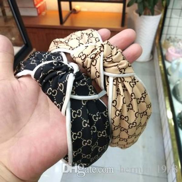 

new fashion girls hairband bohemia headband hair band patchwork middle knot turban wide side headwear hair accessories, Black;brown