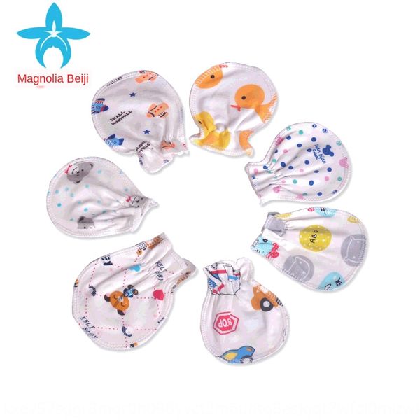 

baby protective scratch gloves pure cotton soft breathable newborn cartoon protective gloves, White