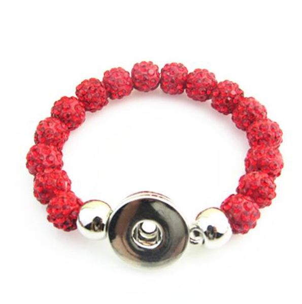 

fashion red rhinestone beads elasticity bracelets 18mm snap button bracelets & bangles for women snap button bracelet jewelry, Golden;silver