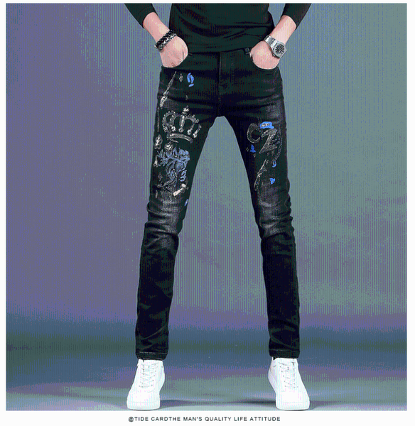 

w05454 fashion men's jeans 2020 runway european design party style men's clothing, Blue