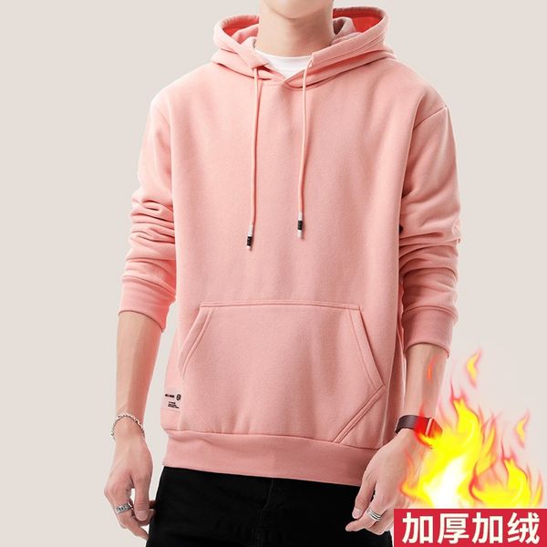 

2019 deep autumn and winter brushed and thick trend loose-fit couples hoodie men's casual versitile fashion coat, Black