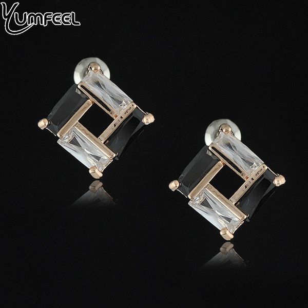

yumfeel fashion cubic zircon stone stud earrings for women cz earrings 7 model choice, Golden;silver