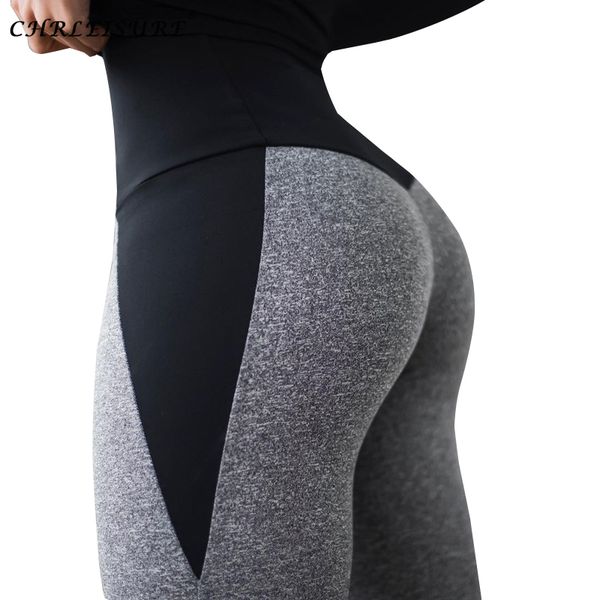 

chrleisure patchwork push up women leggings high waist fitness leggings for ladies bodybuilding sportswear clothing, Black