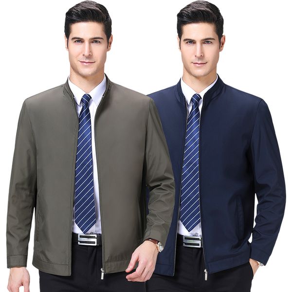 

men's trench coats windbreaker jacket men casual zipper coat slim fit standing collar windproof, Tan;black