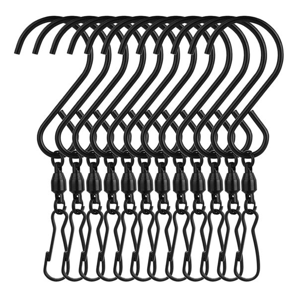 

10 pcs black swivel hooks clips wind spinners smooth spinning for wind chimes crystal twisters party supply rotating display hoo