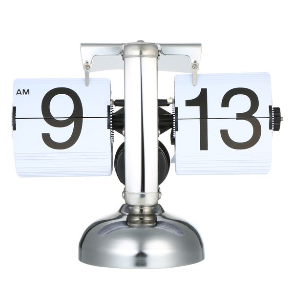 

small scale table clock retro flip over clock stainless steel flip internal gear operated home decoration accessories