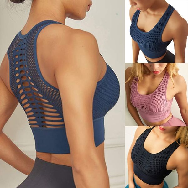 

women sports bra mesh brathable sports push up female gym fitness underwear female seamless running yoga bra, White;black