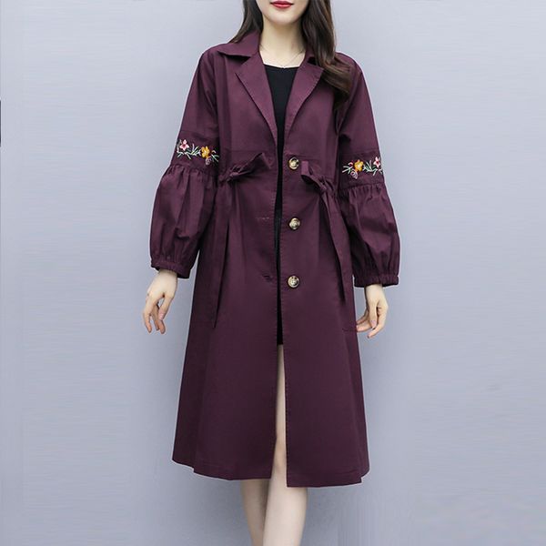 

2019 spring autumn long trench coat fashion women thin windbreaker female overcoat womens adjustable waist trench coat 5xl, Black