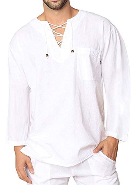 

summer mens casual shirts fashion crew neck long sleeve drawstring mens shirts casual males clothing, White;black