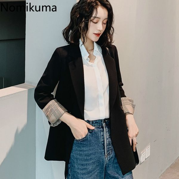 

nomikuma spring new women double breasted long sleeve elegant blazer feminino korean fashion coats office ladies 3a010, White;black