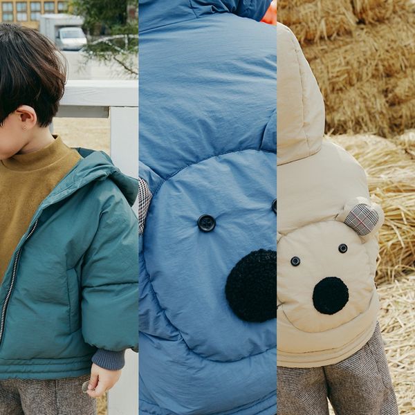 

winter for boys and girls small and medium warm down jacket children down jacket thickened warm coat bat sleeve, Blue;gray