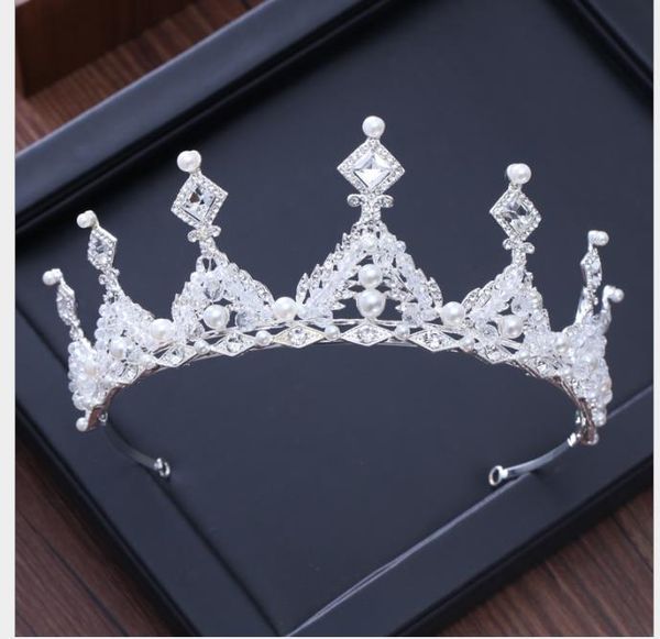 

european crystal queen bride headdress crown princess headdress marriage hair ornaments wedding garment accessories, Slivery;golden