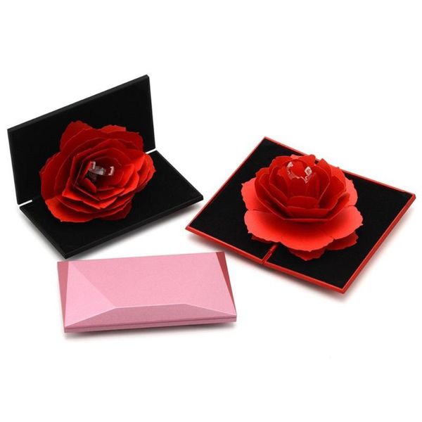 

складные romantic rose обручальное кольцо box держатель дисплея ювелирных изделий подарков хранения чехол для серьги ожерелья дисплея ювелир
