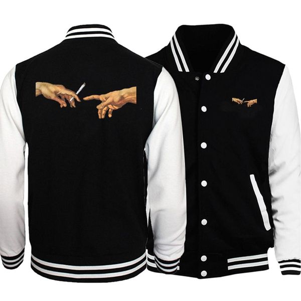 

funny print michelangelo genesis vintage jacket male 2019 winter fashion think coat hipster fashion casual men's bomber jackets, Black;brown